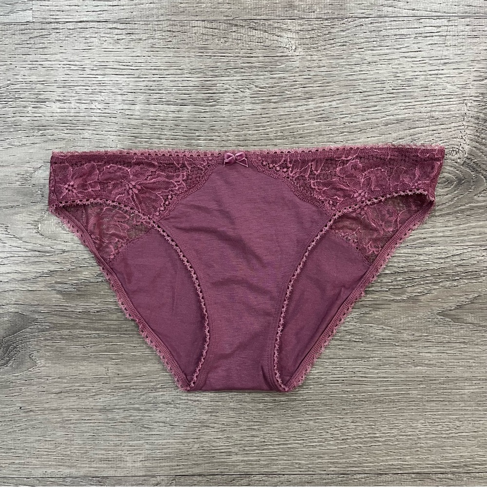 Victoria's Secret Stretch Cotton Lace-Trim Bikini Panty (Romance Pink) - Picture 2 of 6